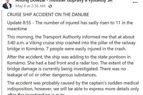 Eleven Injured as a Viking River Cruise Ship Strikes Bridge in Slovakia