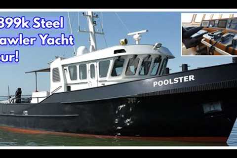 €899,000 Long-Range Liveaboard Dutch STEEL Trawler Yacht FOR SALE!