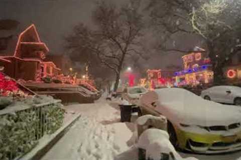 NYC LIFE 2020 | Snow Walk Christmas  in  Dyker height-Brooklyn New York Dec.16