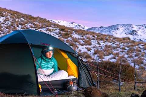 Winter Snow Camping with my Wife - Freezing Temperature - TENT