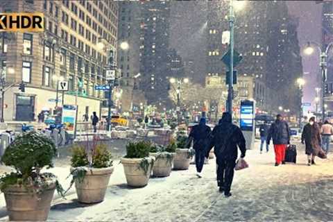 Relaxing Snow Walk NYC - Snowfall 4k - Snowing In Manhattan - Snowy New York City - Walking In Snow
