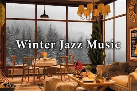 Winter Jazz Music ❄️ Warm jazz music at snowy coffee shop ambience ⛄ Jazz music to relax and sleep