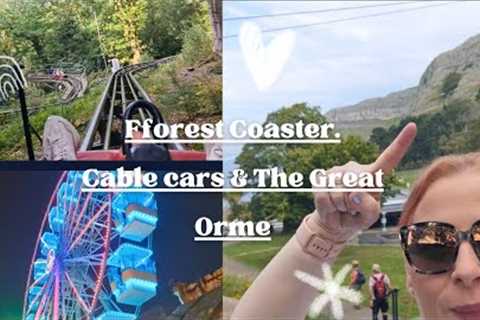 Llandudno at night. Fforest Zip World Coaster. The Great Orme cable car & tram. The Headlands..