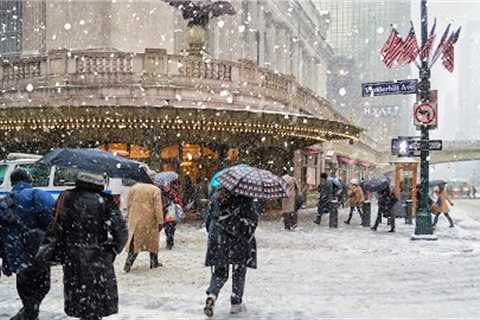 ⁴ᴷ NYC Snow Walk 🌨 Heavy Snowfall in New York City ❄️ Rockefeller Center, Radio City Music Hall ⛄️