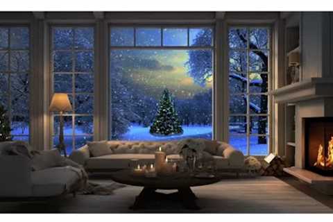 Cozy Winter Cabin Ambience Crackling Fireplace and Snowstorm Sounds for Relaxation