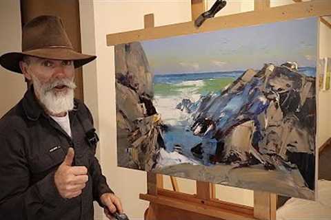 Seascape Painting - Surf and Rocks!