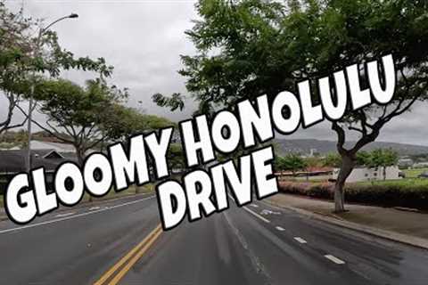 Gloomy Honolulu Drive Waikiki to Kahala Mall Drive Natural Sounds Virtual Drive Oahu Hawaii