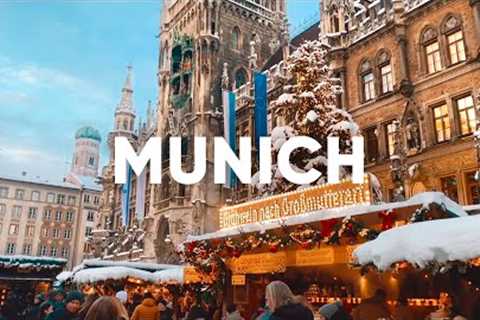 Christmas Market of Munich SNOW SURFING IN EISBACH WAVE Germany Snowfall 4K Walking Tour